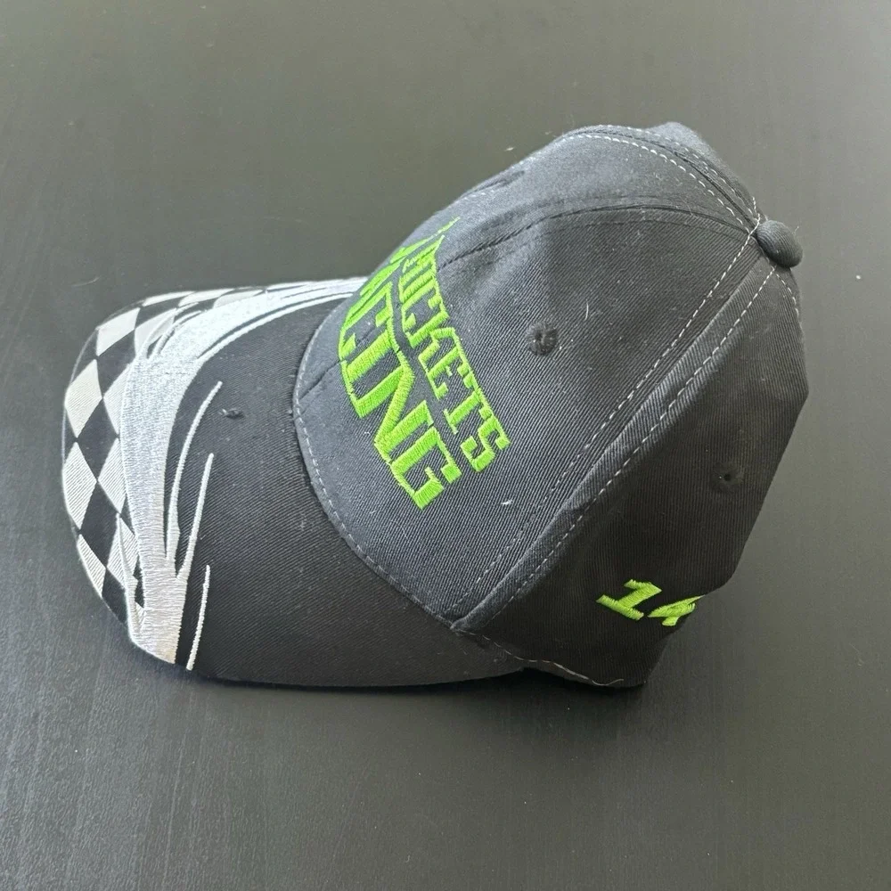 MT pockets Racing Hat Strapback Cap Black Checkered OSFM 